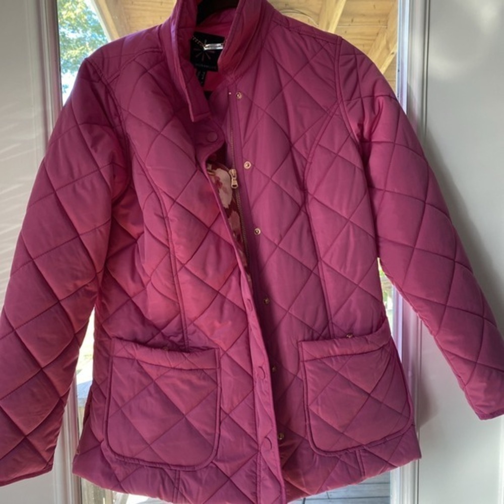 Isaac Mizrahilive Pink Quilted Jacket XS Printed Lining.     ‎         97